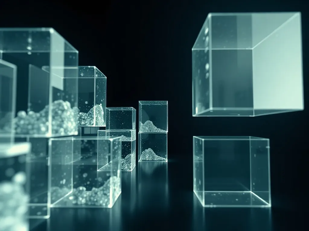 A minimalist architectural visualization of glass cubes repr