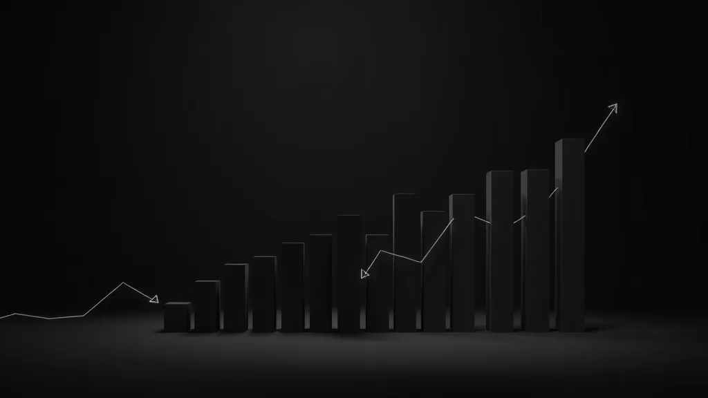 A minimalist 3D rendering of abstract geometric data bars an